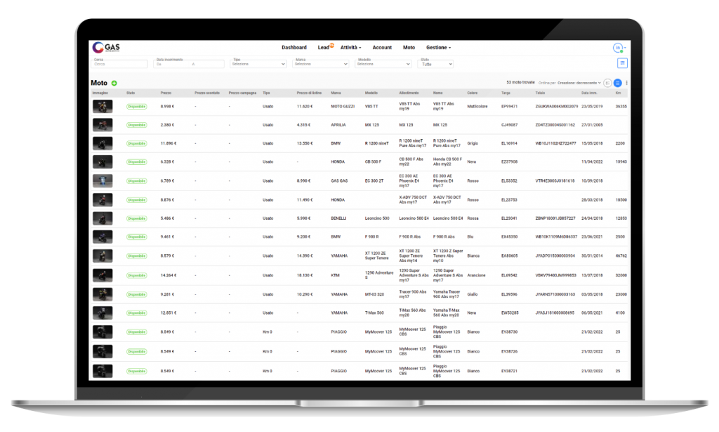 Gestione lead con algoritmo proprietario nel CRM GAS Moto di Motorattix