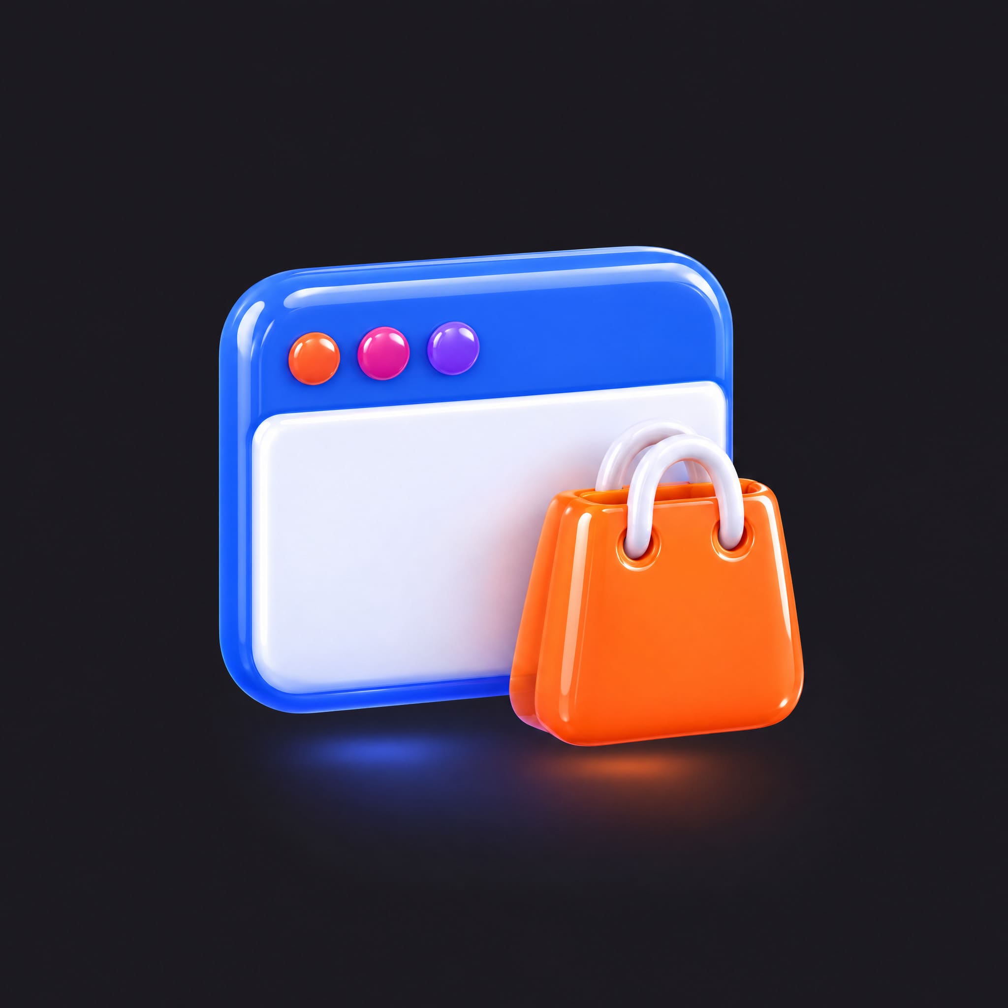 Icona finestra browser con shopping bag — realizzazione siti web ed e-commerce aziendali