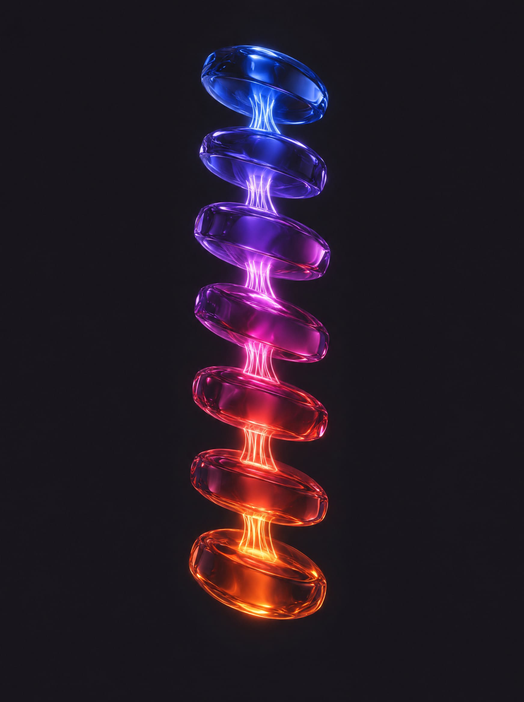 Moduli digitali impilati e collegati da flussi luminosi — soluzioni AI modulari integrate nei sistemi aziendali
