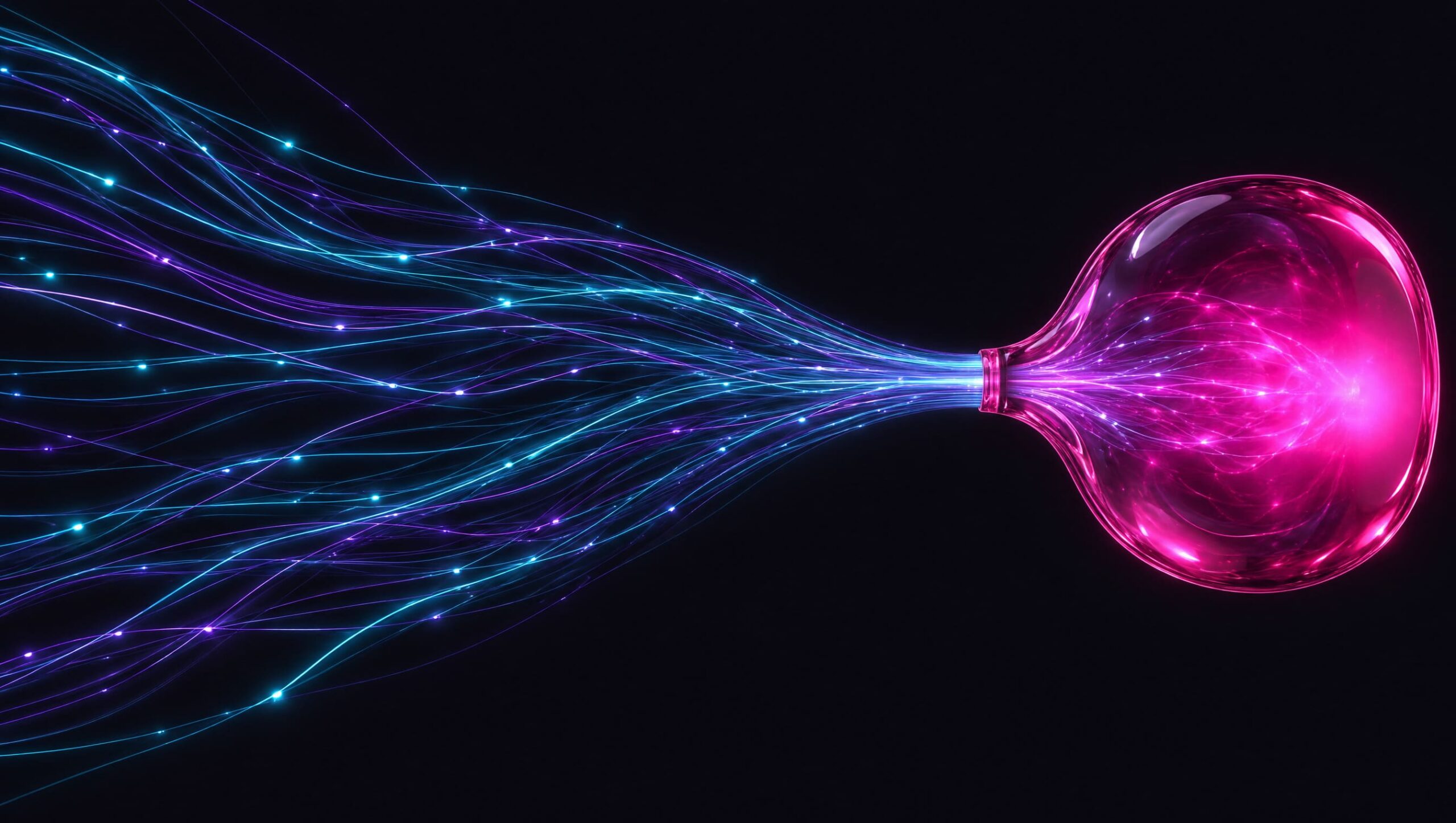 Flussi luminosi che confluiscono in un unico contenitore — CRM per lead e clienti GAS Automotive
