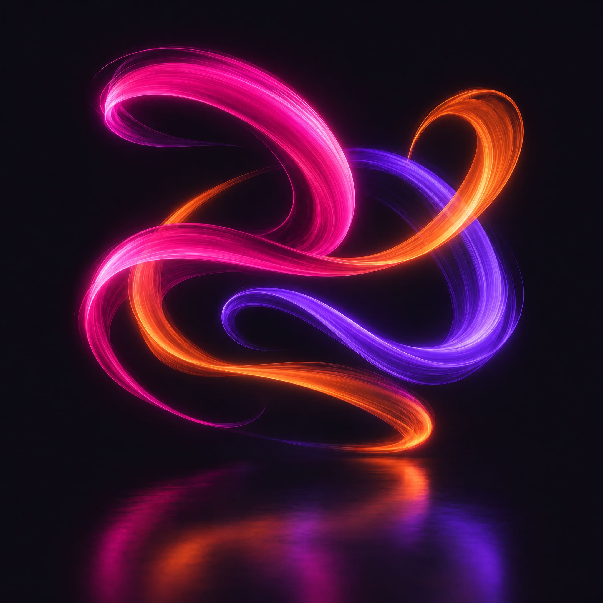 Tratti luminosi fluidi sospesi nel buio — creazione di contenuti originali in linea con la digital identity