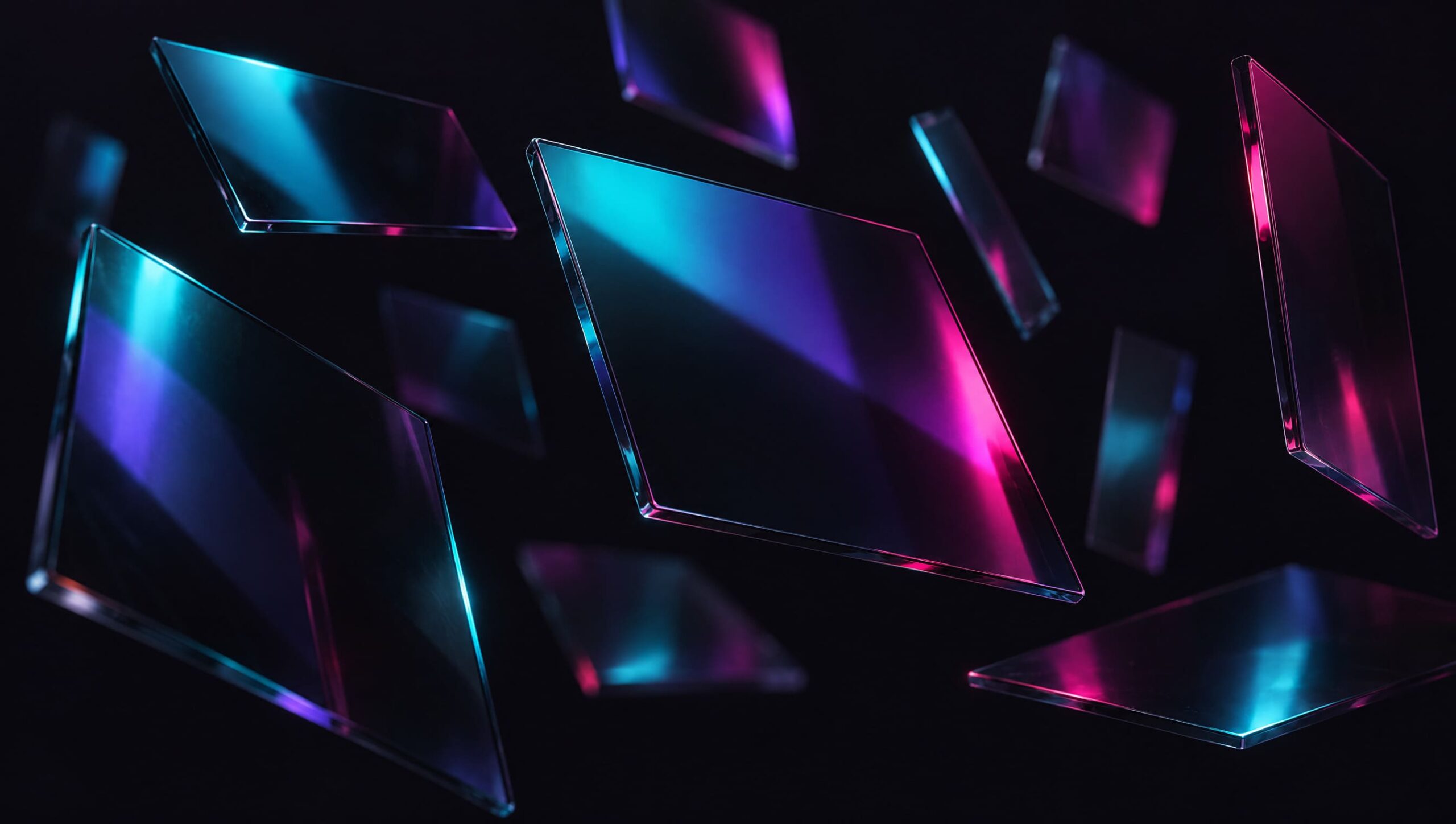 Pannelli angolati che riflettono una stessa luce — presenza coordinata sui canali social