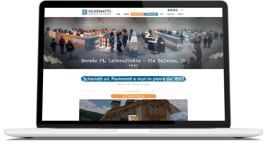 E-commerce multilingua per pavimenti in pietra Schenatti realizzato da Woodoo