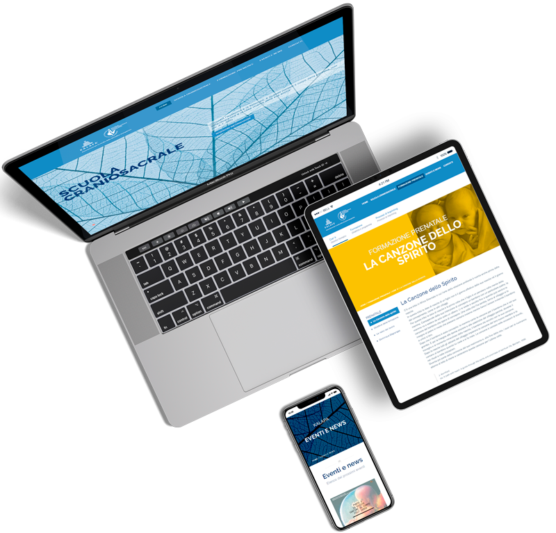 Stile grafico del sito Kalapa su notebook, tablet e smartphone